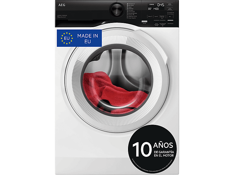 AEG LFE6G54H2B 10.5 kg 1400 rpm 10 programas Ciclo rápido 45 min Higiene con Vapor Blanco