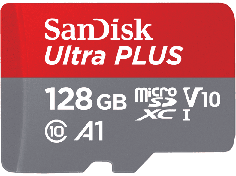 SanDisk Ultra PLUS 128 GB 150 MB/s UHS-I V10 A1 C10 Adaptador SD Multicolor