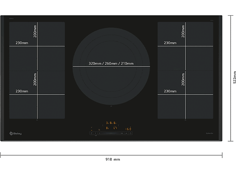 Balay 3EB999LH 3 zone(s) zonas 918 mm Negro