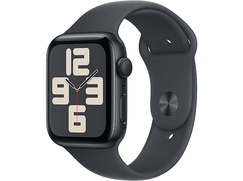 Apple Watch SE (2024) GPS 44 mm Caja de aluminio Medianoche Vidrio delantero Ion-X Correa deportiva Medianoche Talla M/L