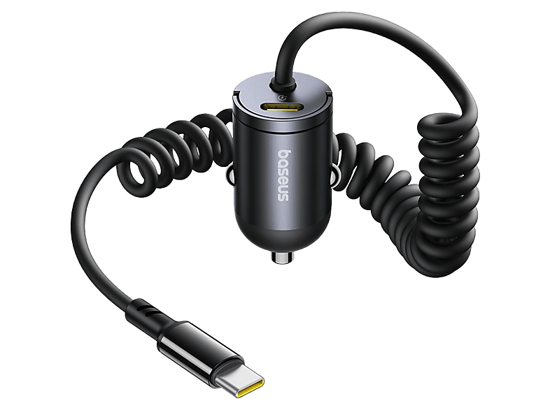 Baseus Tiny Star Mini 30W Tipo-C Carga rápida Con cable rizado incorporado Multidispositivo Universal Negro Cosmic