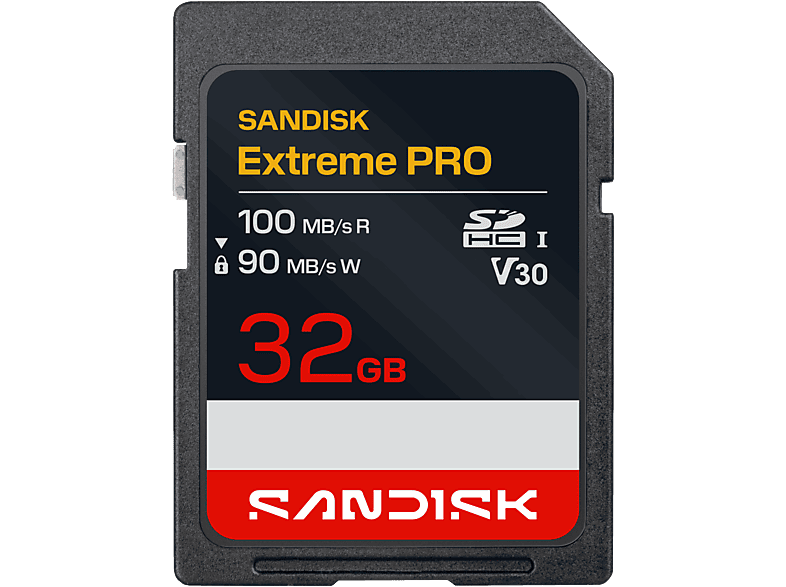 SANDISK Extreme PRO 32 GB Hasta 100 MB/s lectura UHS-I V30 U3 Vídeos 4K y Full HD Negro