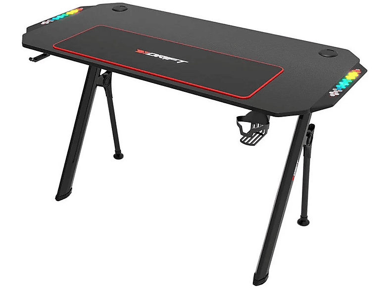 Drift DZ175RGB Iluminación LED Alfombrilla  Soporte para Auriculares y Bebidas 130 x 75 x 60 cm Altura Regulable Negro
