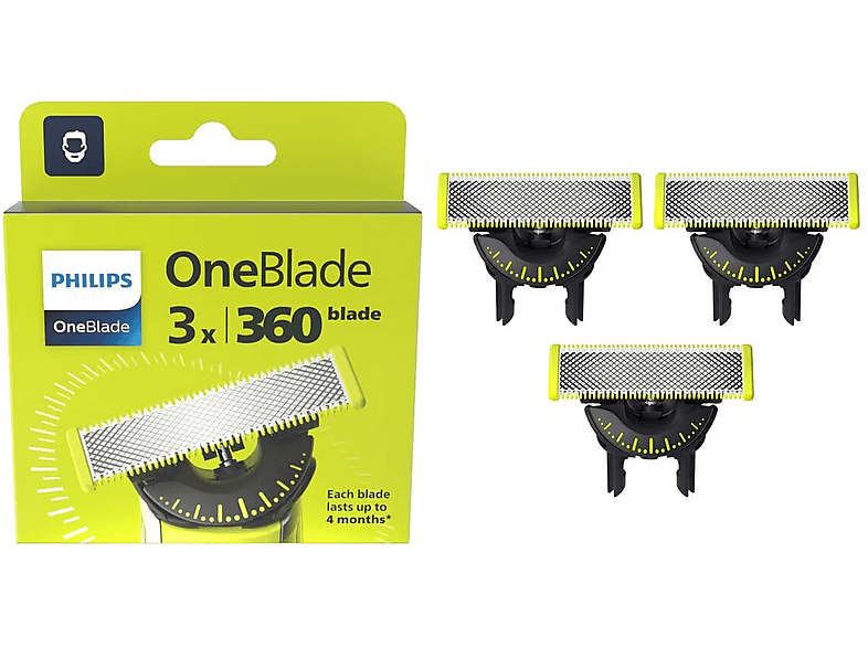PHILIPS One Blade QP430_50 x3 cuchillas flexibles 360 grados uso en cara y cuerpo recorta perfila y afeita