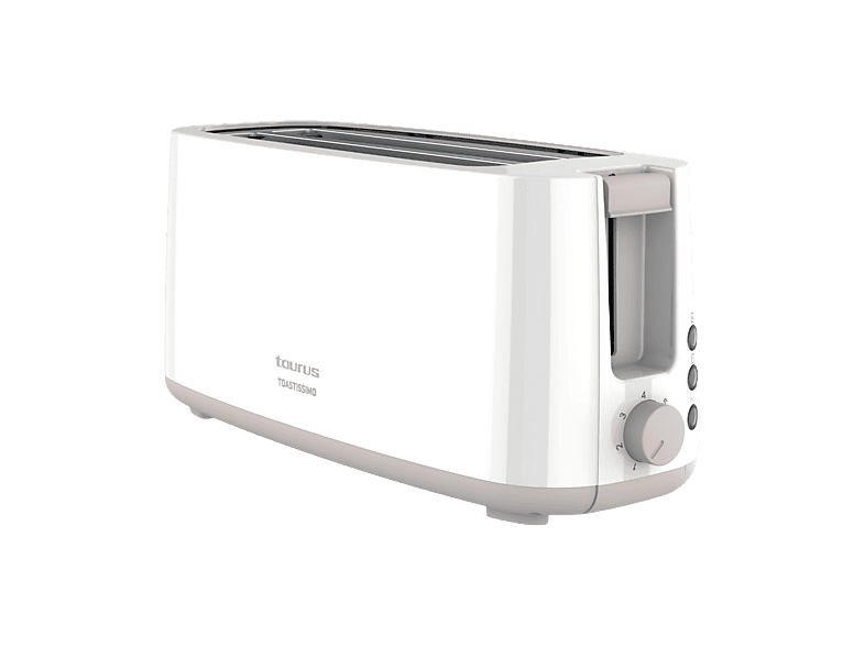 Taurus Toastissimo 1400 W 2 ranuras extra largas de 280x32 mm Descongelar Recalentar y Cancelar Sistema de autocentrado Blanco