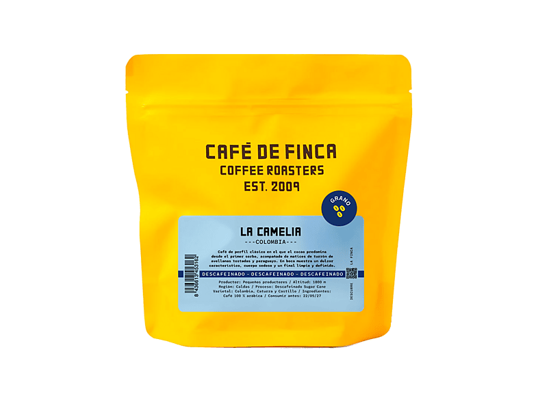 Café de Finca La Camelia Descafeinado 100% Arábica Clásico Variedad: Colombia Caturra Castillo 250g Para Espresso y Superauto
