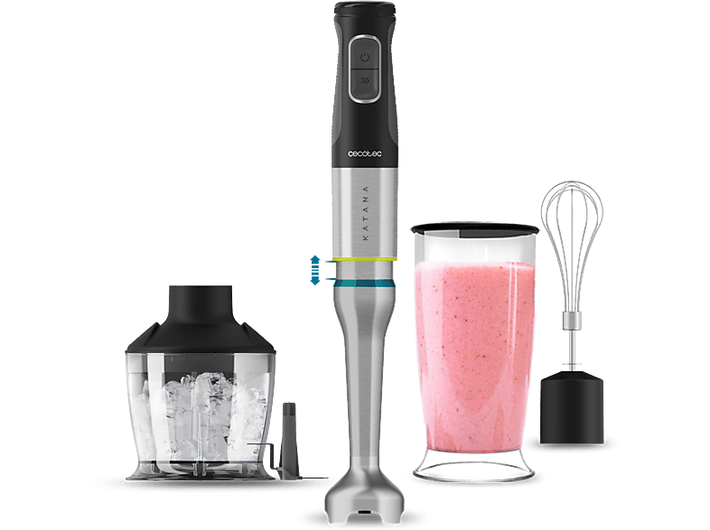 Cecotec Katana 12 Chop G 1200 W 21 velocidades Turbo Incluye picadora de 600ml Vaso de 800ml Brazo XL Grey