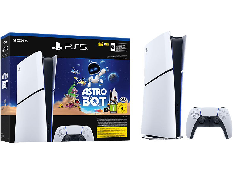 Sony PS5 Slim Digital Edition 1 TB SSD 4K 1 mando Chasis D Blanco + Código de descarga de juego Astro Bot
