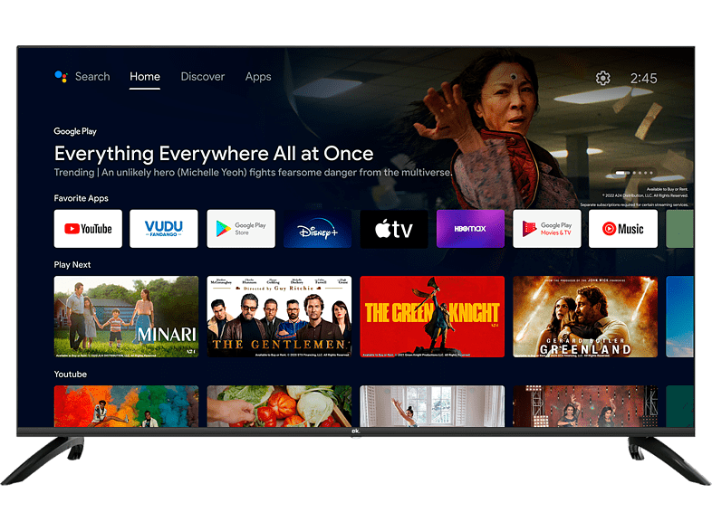 OK OTV 50AU-5023C UHD 4K Android TV Netflix Prime Video YouTube Google Play Negro