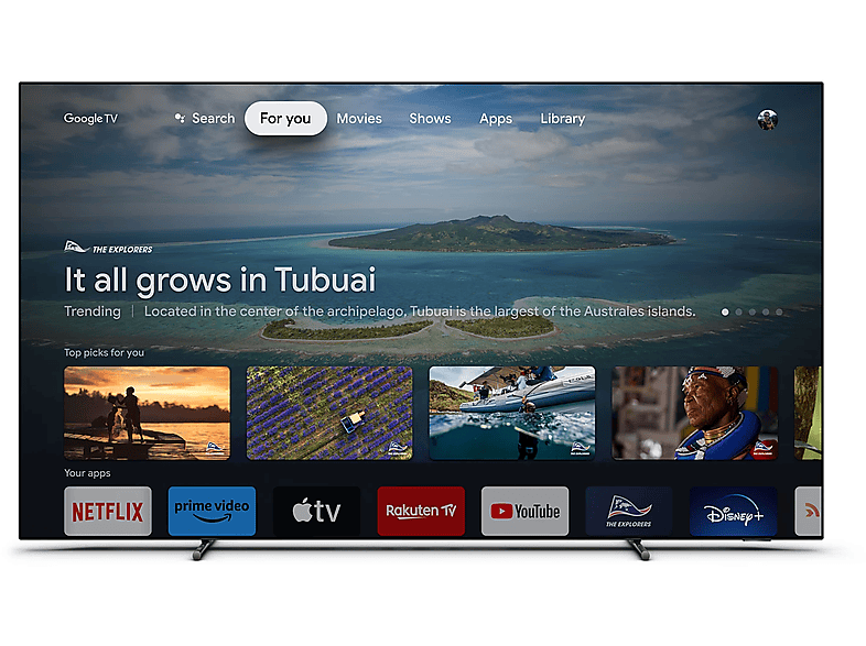 Philips 55OLED718/12 UHD 4K Philips P5 Smart TV DVB-T2 (H.265) HDR10+ Ambilight Metálico