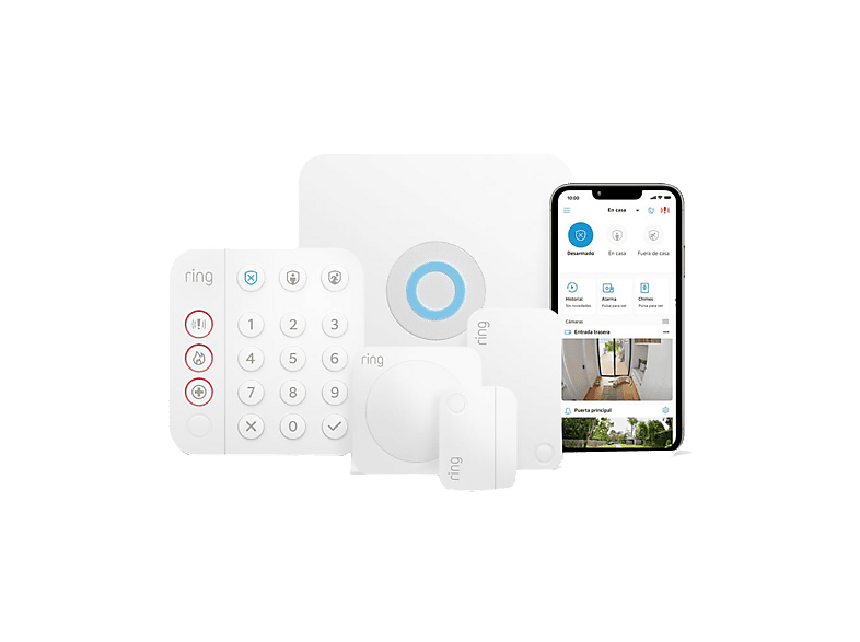 Amazon Ring Alarm 5 Modos de Seguridad Personalizables Detección inteligente de mascotas Vídeo en HD Blanco