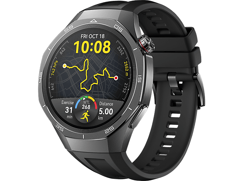 Huawei Watch GT5 Pro 46mm Llamadas BT Respuesta con Teclado 14 días batería Compatible iOS/Android Correa Fluoroelastómero Negro