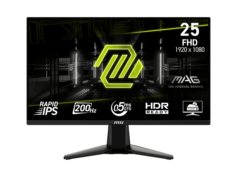MSI MAG 255F E20 24.5 Full-HD 200 Hz 0.5 ms GtG Rapid IPS HDR Ready AMD FreeSync™ Premium Negro