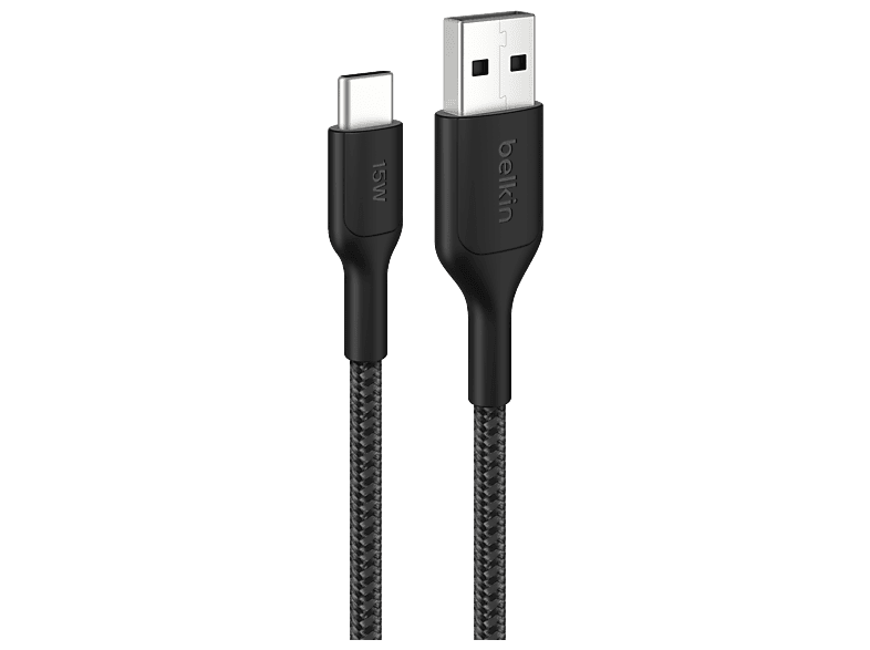 Belkin CAB022 1 m USB-A a USB-C 15W Trenzado Negro