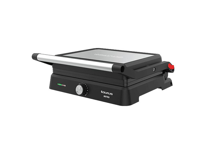Taurus Bistro 2600 W Apertura de 180º Termostato regulable Bandeja recogegrasas Revestimiento antiadherente libre de PFOA Metálico