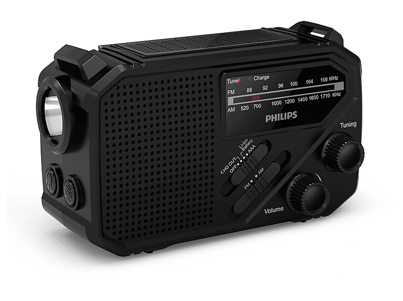Philips TAR1609/00 1 W Linterna Recarga Solar Cargador de Manivela Sirena Negro