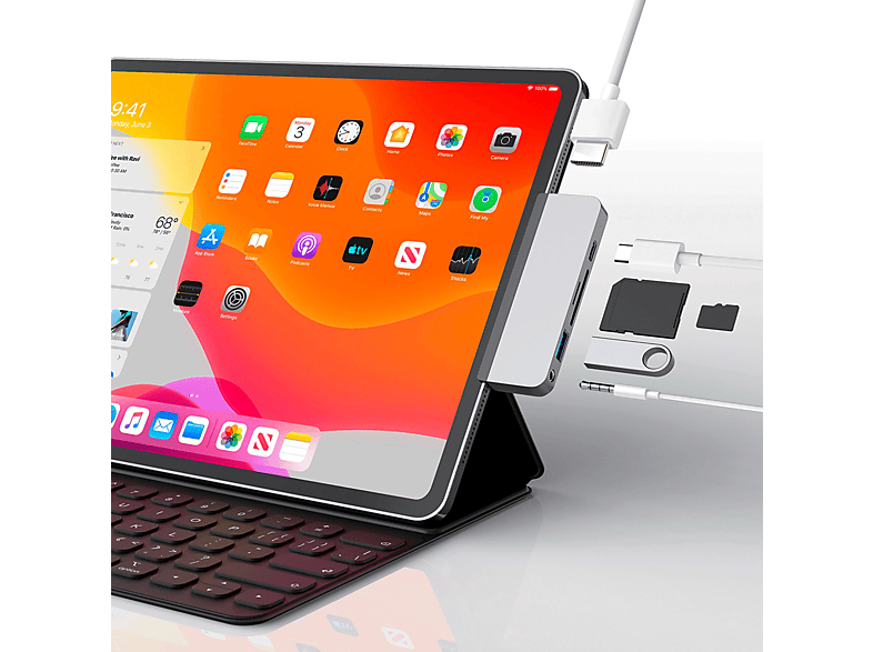 Hyper 6-IN-1 IPAD PRO USB-C HUB (S) 6 Puertos 5 Gbit/s Plata