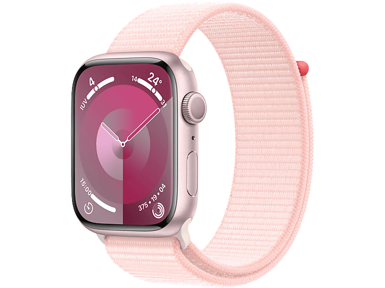Apple Watch Series 9 (2023) GPS 45 mm Gesto de doble toque Caja de aluminio rosa Correa Sport Loop rosa