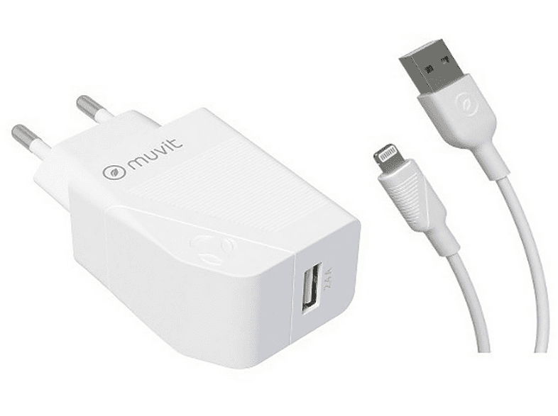 Muvit MCPAK0001 USB-A Lightning Carga rápida 12W 3A Blanco