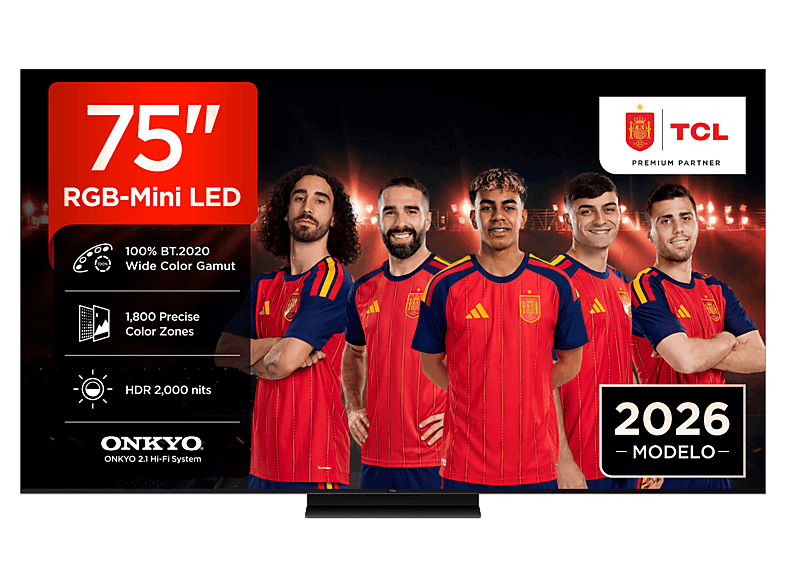 TCL 75RM7L 4K TSR AiPQ Smart TV,HDR de hasta 2000 nits Dolby Vision y Atmos Panel HVA Pro Negro