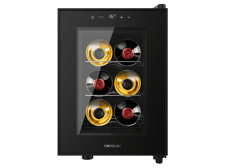 Cecotec Bolero GrandSommelier 600 CoolCrystal Termoeléctrico Capacidad 6 botellas Control táctil Clase E Luz LED Black