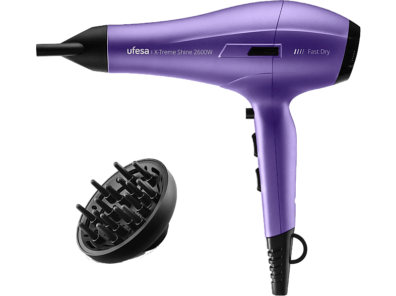 Ufesa Profesional X-Treme Shine 2600 W 3 temperaturas 2 Velocidades Difusor incluido Función Iónica Morado