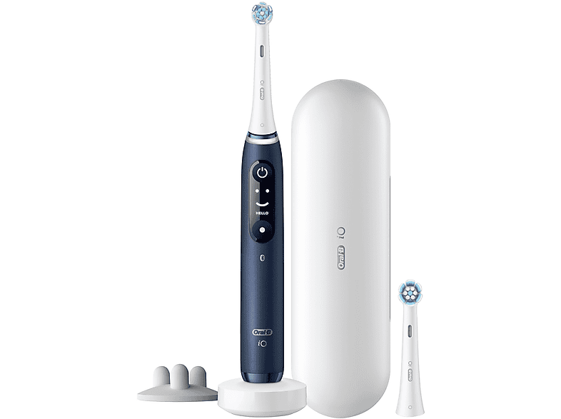 Oral-B iO 7S 5 modos Pantalla interactiva Sensor de presión 2 cabezales y estuche de viaje Azul