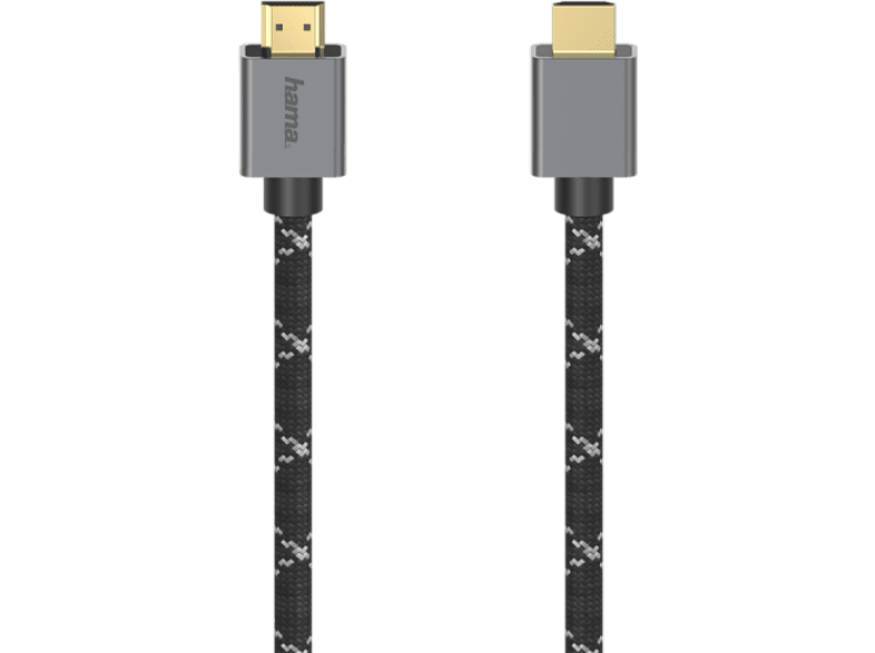 Hama 00200504 2 m 48 Gbit/s Trenzado Transmisión UHD 8K Enchufes chapados en oro Gris