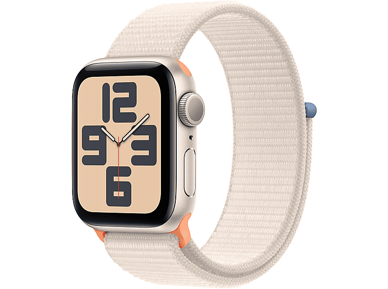 APPLE Watch SE (2023) GPS 40 mm Caja de aluminio blanco estrella Vidrio delantero Ion-X Correa Sport Loop blanco estrella