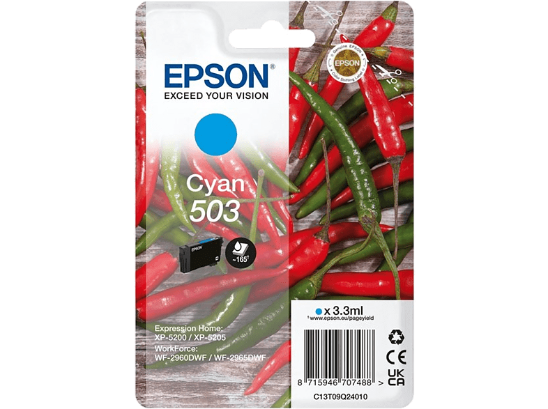Epson 503 INK Cyan Tamaño estándar Hasta 165 páginas