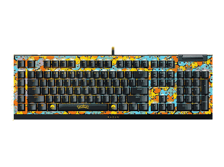 Razer BlackWidow V4 X Pokémon Edition Con cable USB Teclas iluminadas RGB Distribución US Amarillo