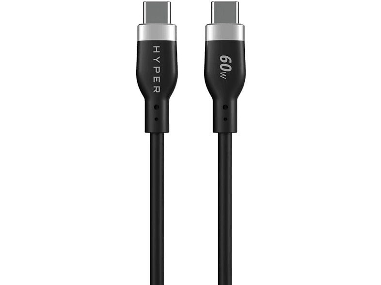 Hyper HJ4011BKGL Universal Silicona 1.5m 60 W 480 Mbit/s USB-C a USB-C Negro