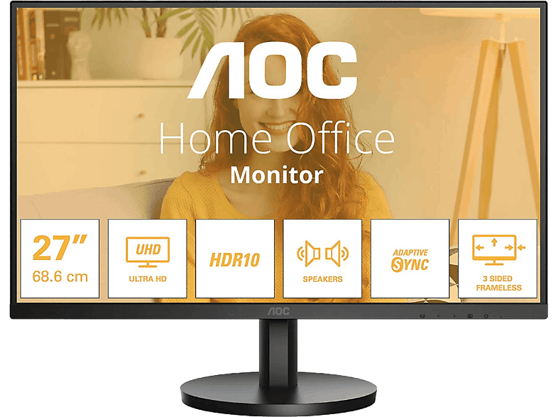 AOC U27B3A 27 UHD 4K 60 Hz 4 ms GtG IPS Adaptive Sync HDR10 Antibrillo Sin marco