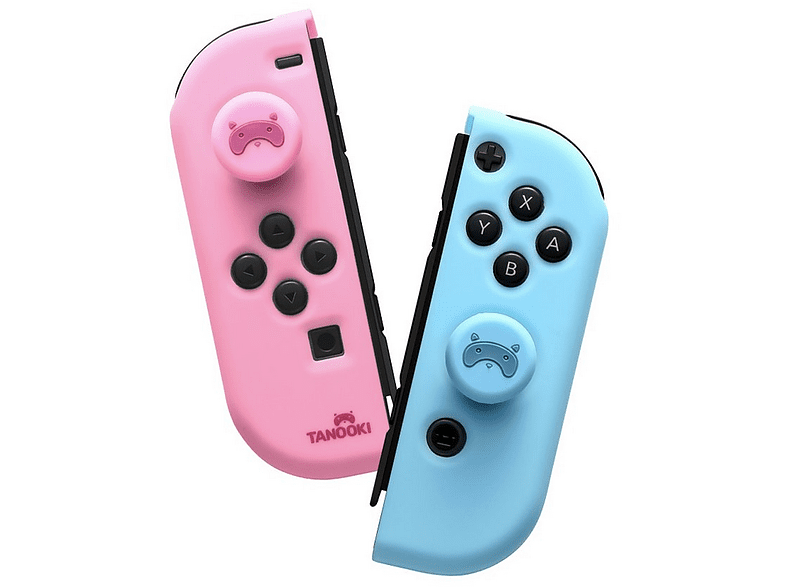 FRE-TEC Tanooki Para Nintendo Switch Joy-Con Izquierdo y derecho Rosa Azul + Grips