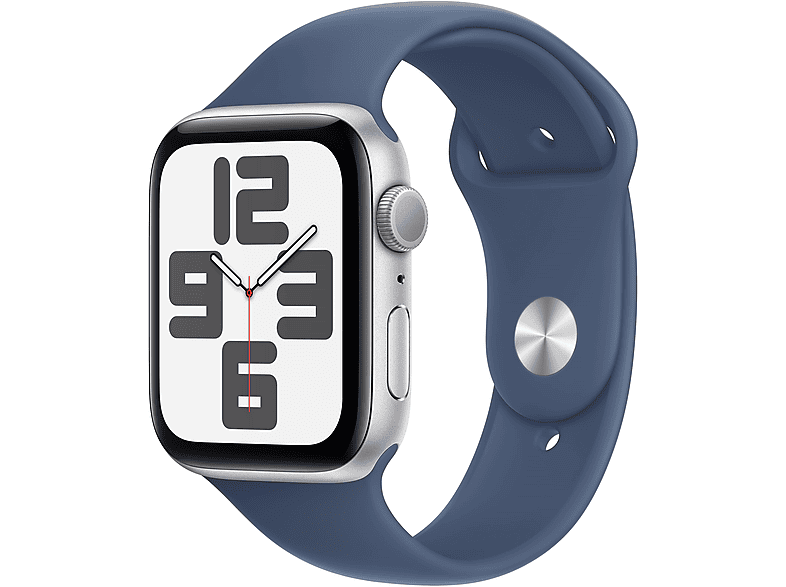 Apple Watch SE (2024) GPS 44 mm Caja de aluminio Plata Vidrio delantero Ion-X Correa Loop deportiva Azul nube