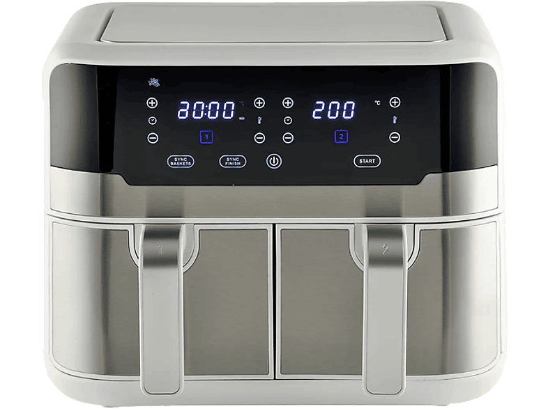 MasterPro Rocket Duo 900 9 l 11 programas 2400W Pantalla LED Táctil Cesta Antiadherente Blanco