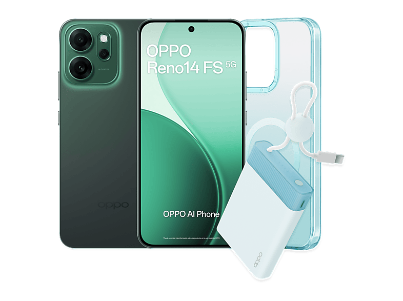 OPPO Reno14FS Luminous Green 512GB 12GB RAM 6.57 2.5D AMOLED Snapdragon® 6 Gen 1 (4nm) 6000mAh Incluye Powerbank