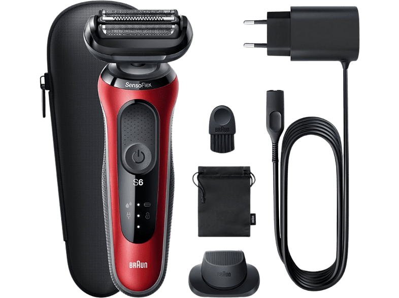 Braun Series 6 61-R1200S 3 Cuchillas Tecnología AutoSense EasyClick Wet & Dry Senso Flex Rojo