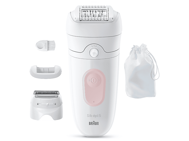 Braun Silk·épil 5 5-030 Piel suave duradera Tecnología Microgrip con 28 pinzas Wet&Dry Blanco/Rosa