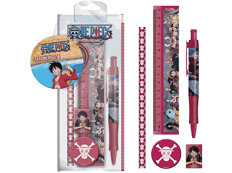 One Piece: bolígrafo lápiz sacapuntas borrador y regla de 15 cm