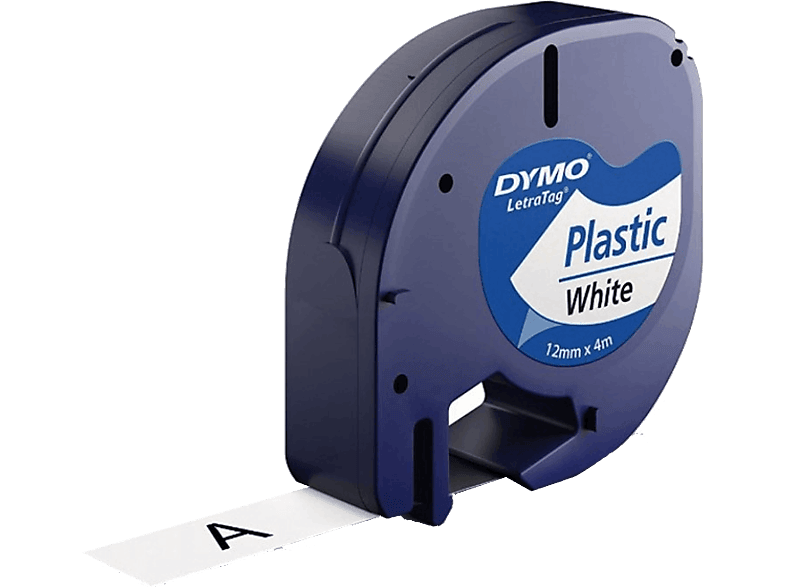 Dymo Letratag S0721510 12 mm x 4 m Blanco y negro
