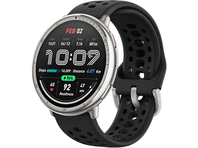 Amazfit Active 2R Tamaño muñeca 135-195mm +160 modos de entrenamiento Silicona Negro