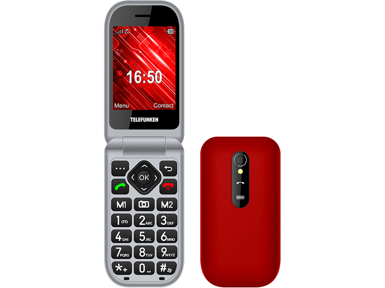 Telefunken S450 Para mayores 2.8 32 MB Teclas grandes Botón SOS Bluetooth Rojo