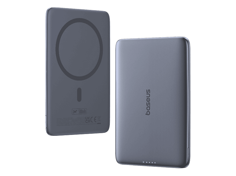Baseus PicoGo AM41 Ultra-fina 5000 mAh 20W Carga magnética Con cable Tipo C 60W Carga Pass-Through Carga rápida Gris