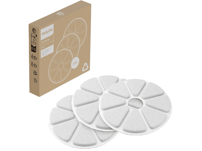Philips PAW0010/01 - Carbón activo multicapa Agua potable limpia y fresca Paquete con 3 filtros