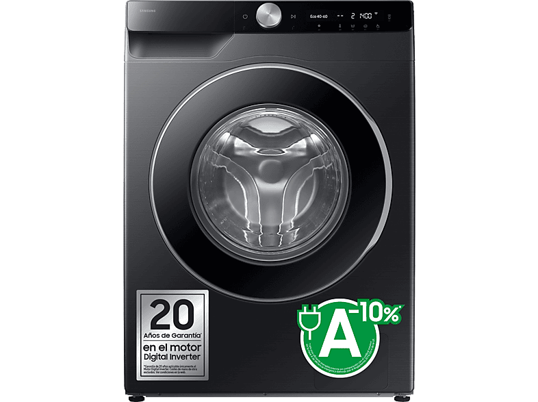 Samsung WW90DG6U85LBU3 9 kg 1400 rpm Autodosificador AI EcoBubble™ AI Wash Negro