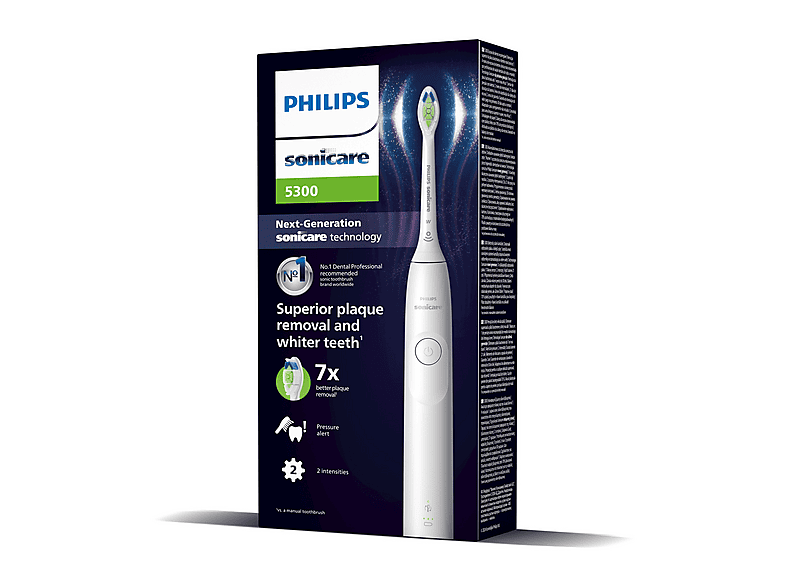 Philips Sonicare HX7108/01 Serie 5300 Autonomía de 21 días Tecnología sónica Sensor de presión 2 velocidades blanco