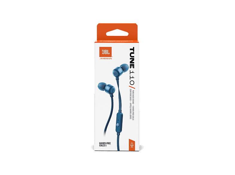 JBL Tune 110 Intraurales Micrófono Cable Plano Anti-enredos Azul