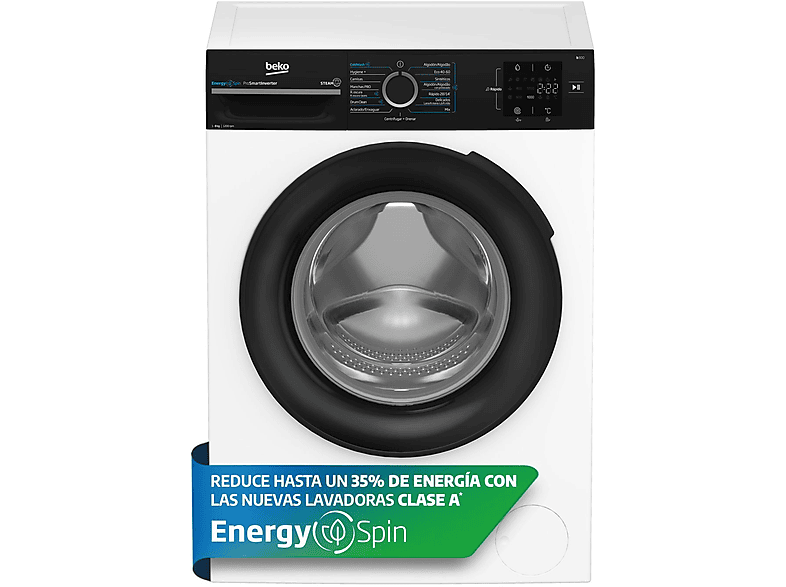 Beko BM3WFSU38213 8 kg 1200 rpm 15 Programas Inverter Función Vapor EnergySpin Blanco