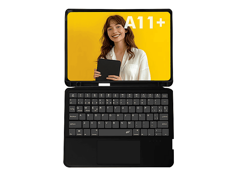 Silver HT Magnet Touch Para Samsung Galaxy Tab A11+ Incluye Teclado Sistema Magnético  Negro